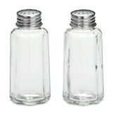 Tablecraft 2 Oz Paneled Glass Salt & Pepper Shakers with Flat Tops