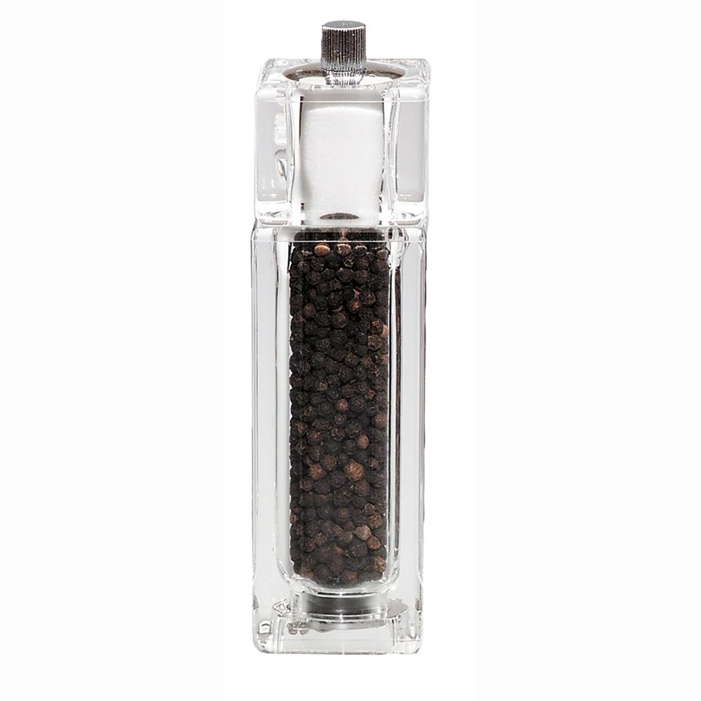 Chef Specialties Clear 6.5" Gem Pepper Mill / Salt Shaker Combo