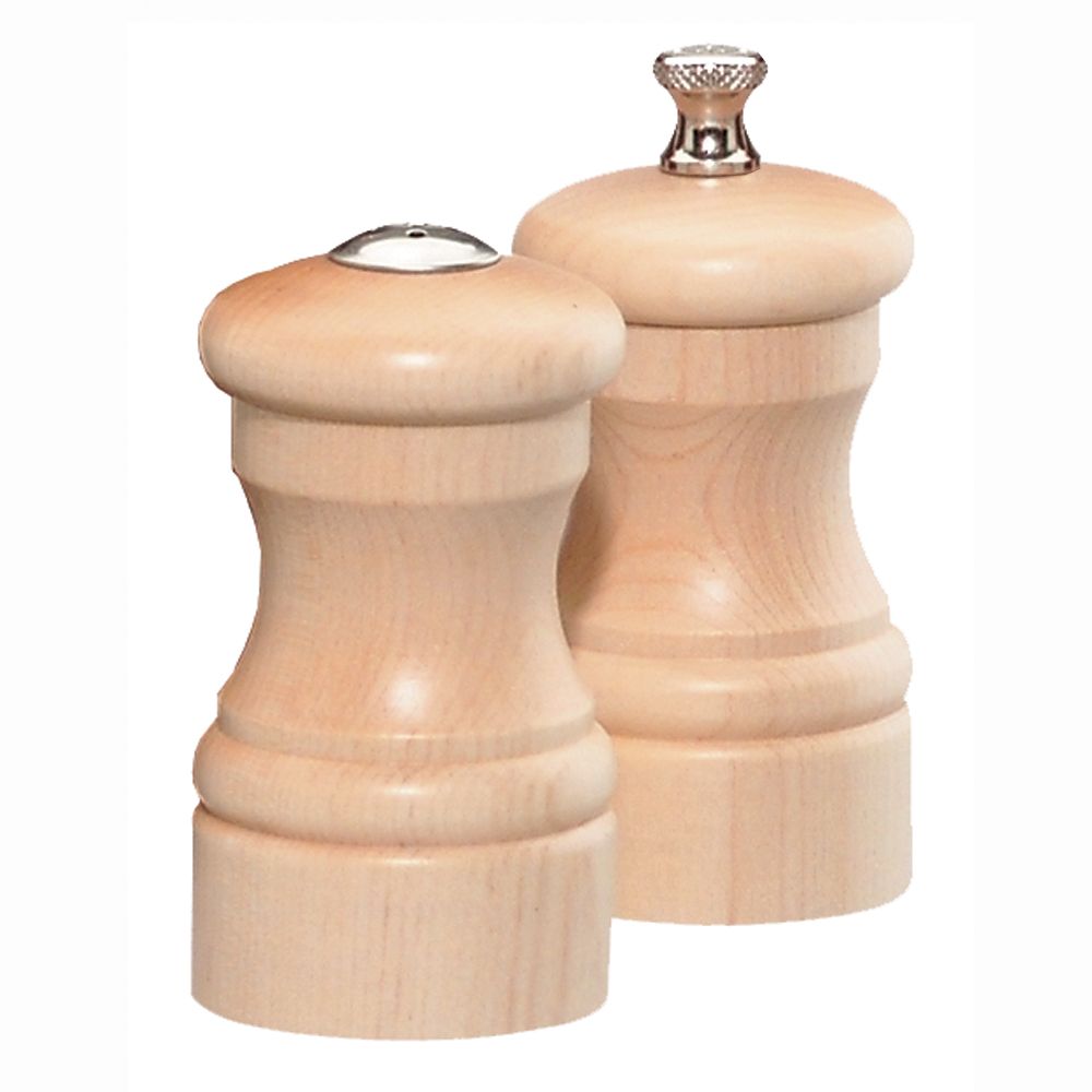 Chef Specialties Natural 4" Capstan Pepper Mill / Salt Shaker Set