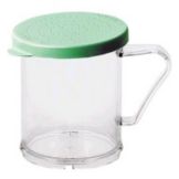 Cambro 10 oz Camwear&reg; Shaker w/ Green Fine Grain Products Lid