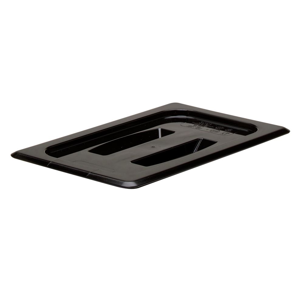 Cambro&reg; Camwear&reg; Black 1/4 Size Food Pan Cover with Handle