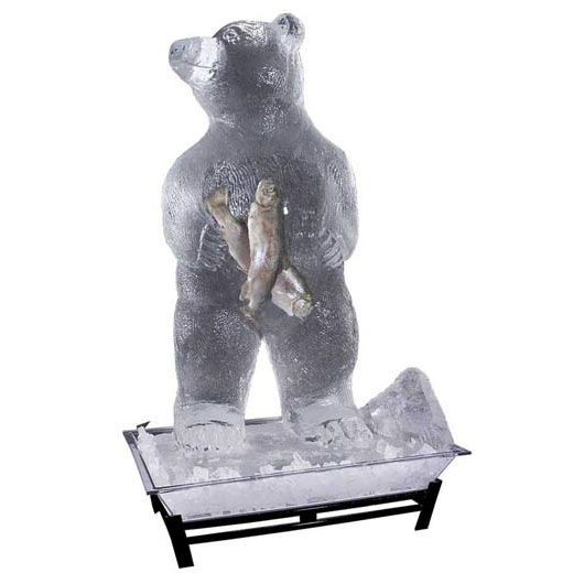 Gourmet Display&reg; 27 x 19 Silver Vein Metal Ice Carving Pedestal