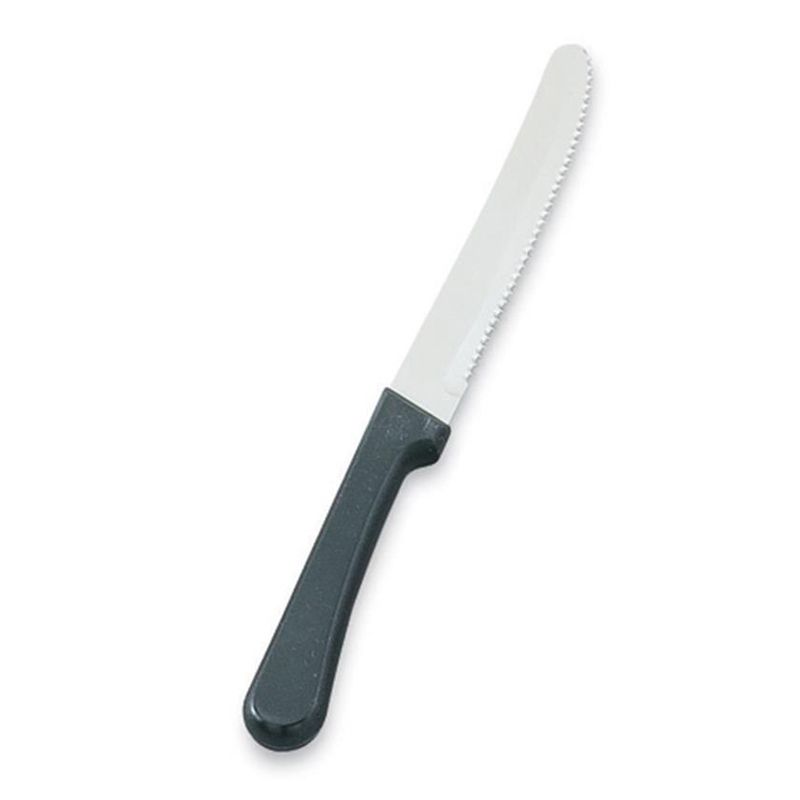 Rounded Tip Blade S/S Serrated Steak Knife w/ Black Handle, 8-3/4