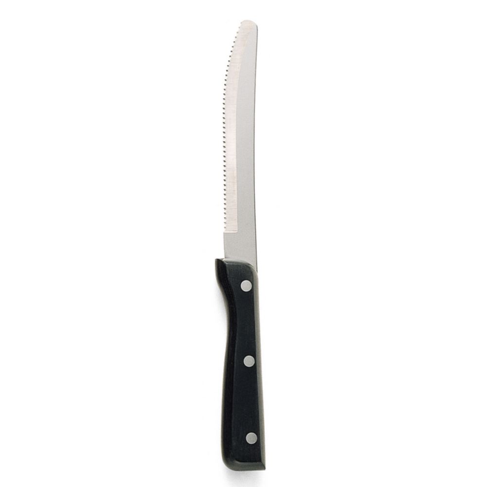 Walco Round Tip Heavy Duty S/S Steak Knife w/ Black Pakka Wood Handle