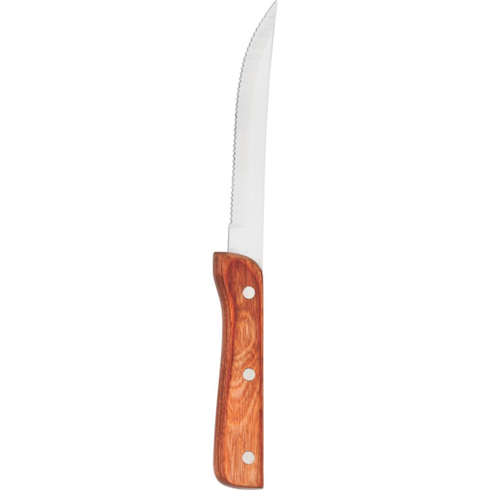 Walco Pointed Tip Heavy Duty S/S Steak Knife w/ Brown Pakka Handle