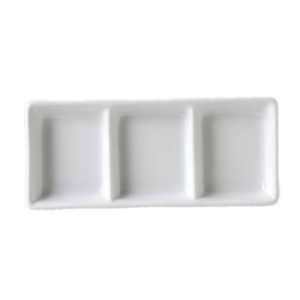 Vertex&reg; Ventana Collection White Sauce Dish w/ 3 Compartments