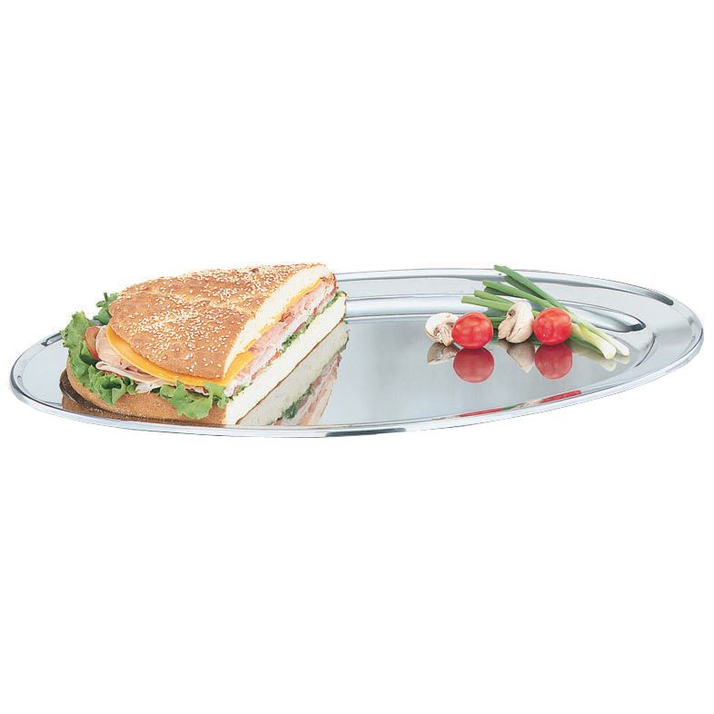 Oval Mirror Finish S/S Tray, 21-1/2" x 13-1/2"