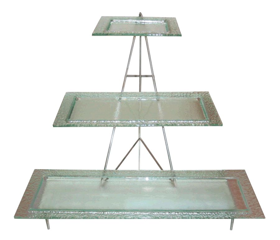 Isinglass Clear Glass 3-Tiered Platters with Stand