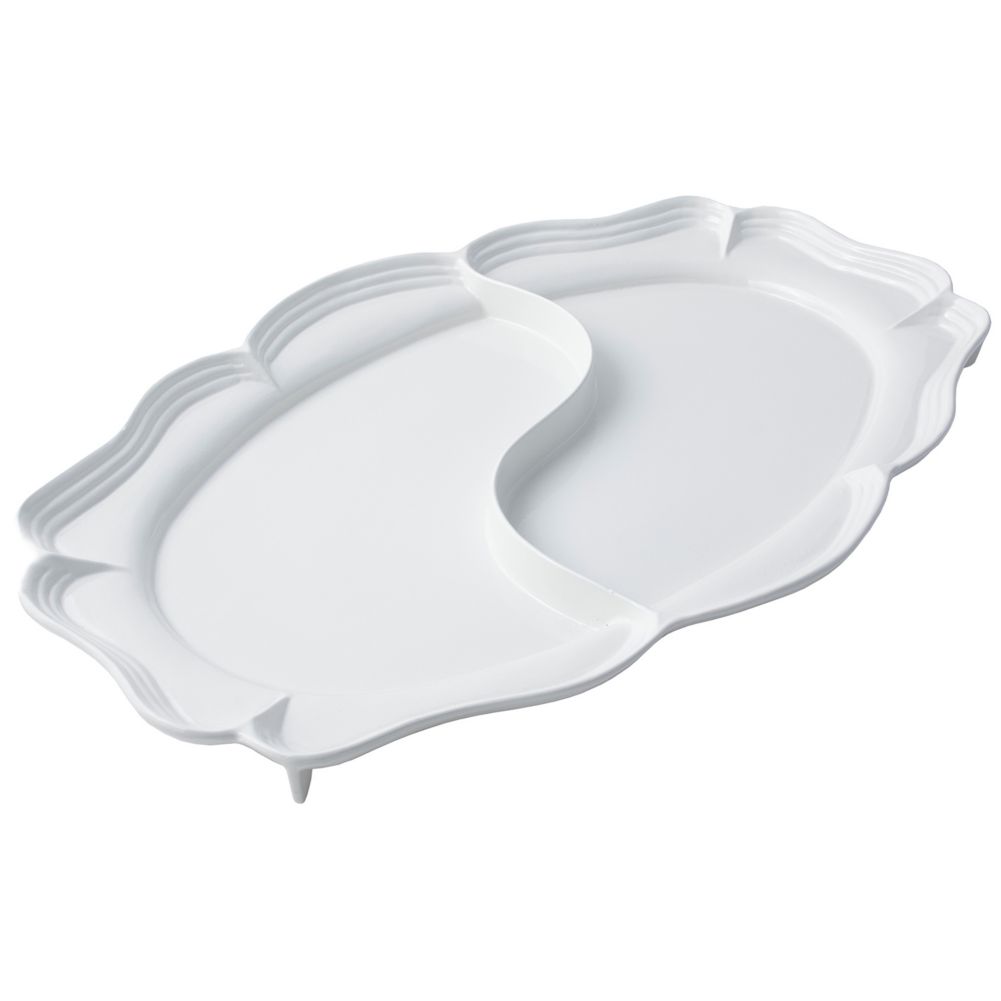 Bon Chef White Sandstone 15 x 20 Queen Anne Divided Platter