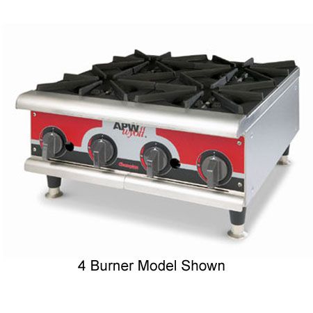 APW Wyott Champion Wide Flat Gas Hot Plate, 2 Burners, GHPW-2H