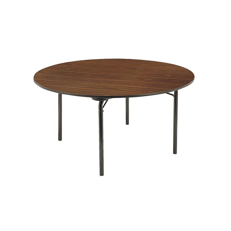 Walnut Top 60" Round Folding Table w/ Black Frame