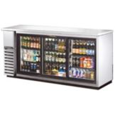 True&reg; Black 3-Sliding Glass Door Back Bar Cooler for 130 6-Packs