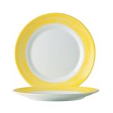 Cardinal Arcoroc Brush Opal&reg; 7-1/2" Side Plate w/ Yellow Rim