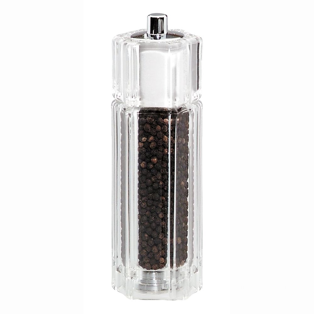 Chef Specialties Clear 6.5" Crystal Pepper Mill/Salt Shaker Combo