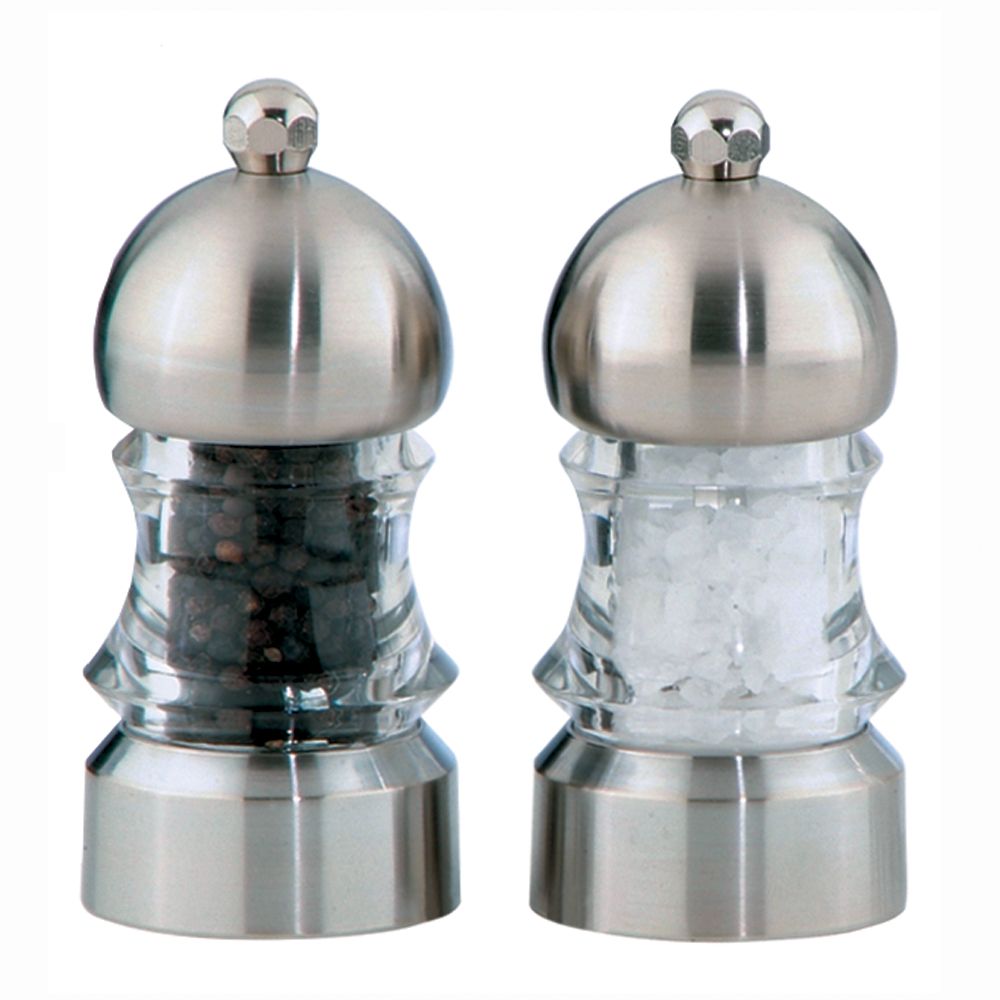 Chef Specialties Clear 3&frac12;" Metro Pepper Mill/Salt Mill Set
