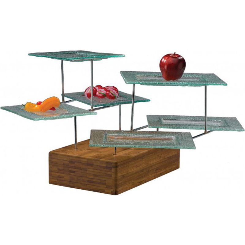 Buffet Euro Rectangular Stand w/ Glass Platters
