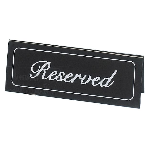 Cal-Mil&reg; 5.75" x 2" Black Vinyl Reserved Message Tent