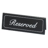 Cal-Mil&reg; 5.75" x 2" Black Vinyl Reserved Message Tent