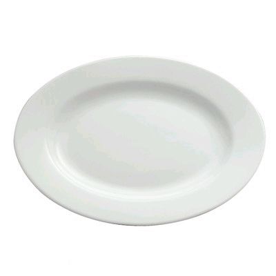 Oneida Delco Ceramicor Bright White Oval Rolled Edge Platter, 15"