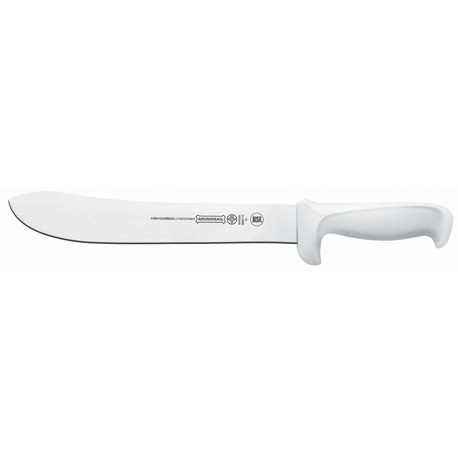 Mundial Butcher Knife w/ White Poly Handle - 10"