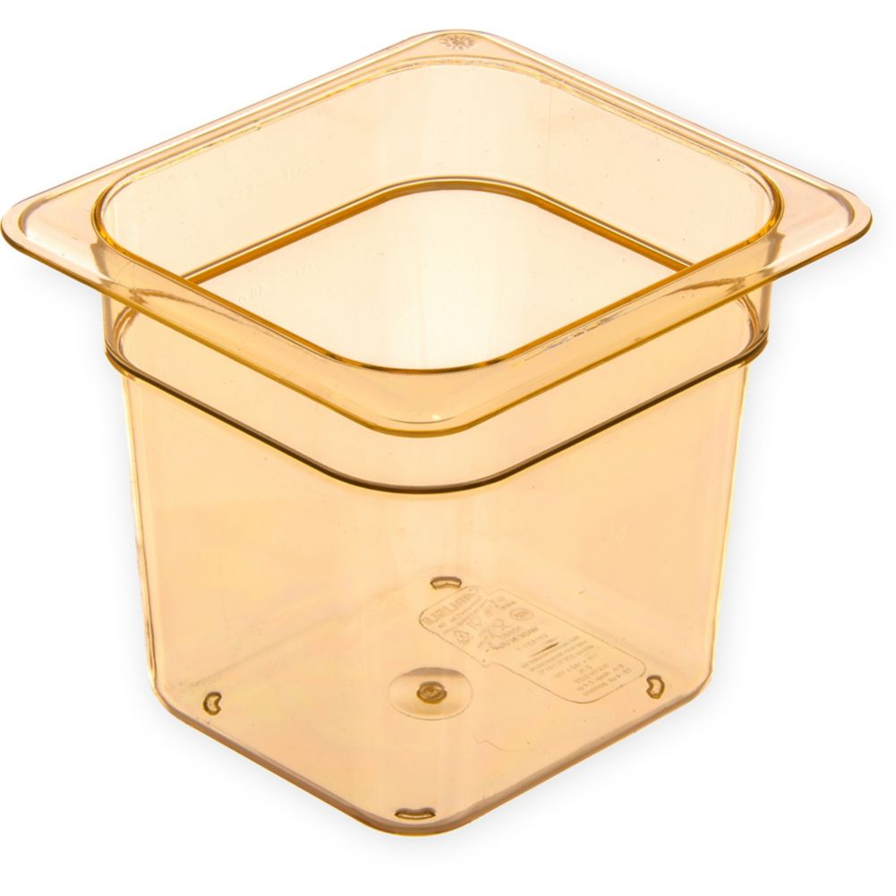 Carlisle&reg; Top Notch&reg; Amber 1/6 Size 6" Deep Food Pan