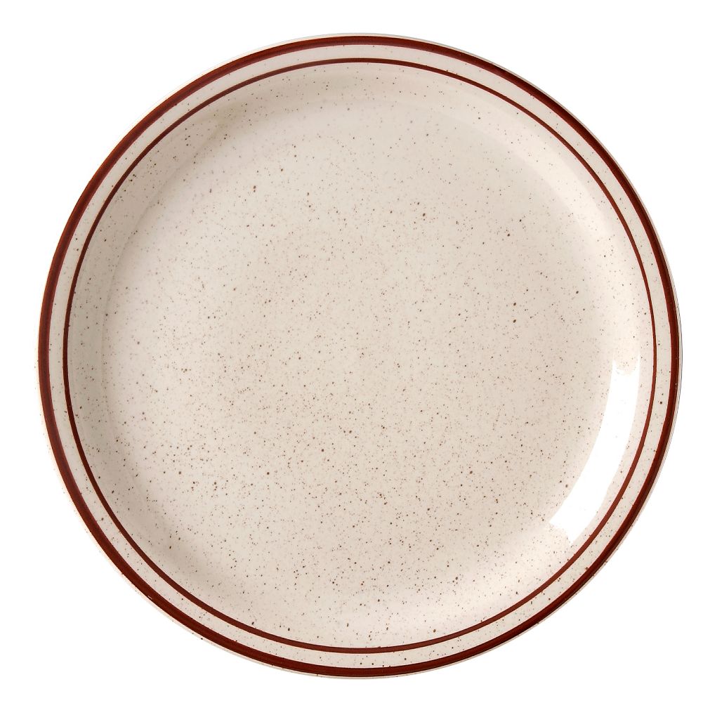 Vertex&reg; China Caravan Brown Speckled Double Band 7-1/4" Plate