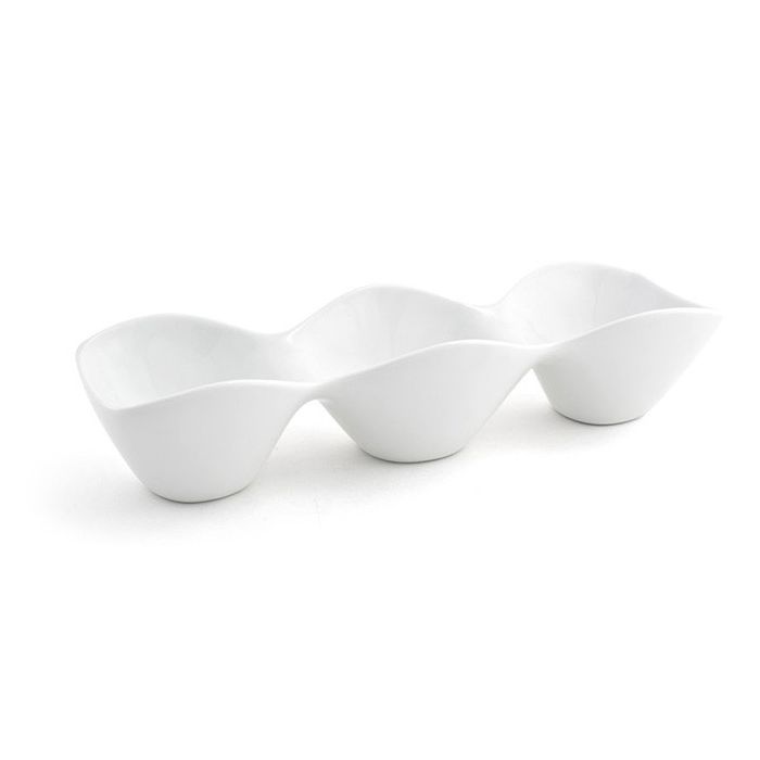 Front Of The House&reg; White Porcelain 3-Section Pod Server