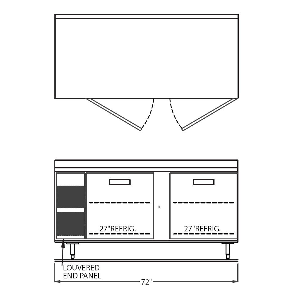 Randell&reg; 72" Refrigerated Side Mount Worktop