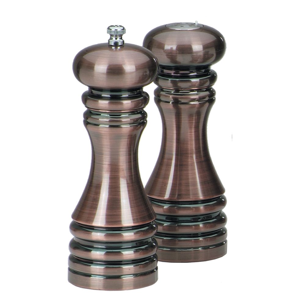 Chef Specialties 7" Burnished Pepper Mill / Salt Shaker Set