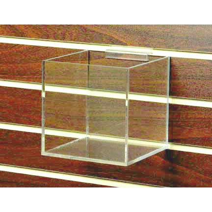 Clear Slatwall Cube w/ 1 Divider, 6"