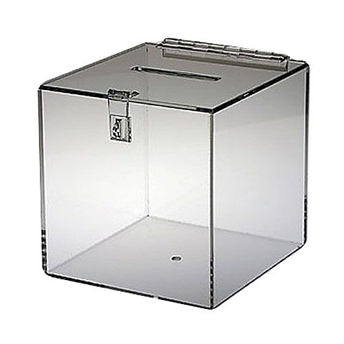 Clear Solutions 8 x 8 x 8 Clear Acrylic Ballot Box w/ Hasp