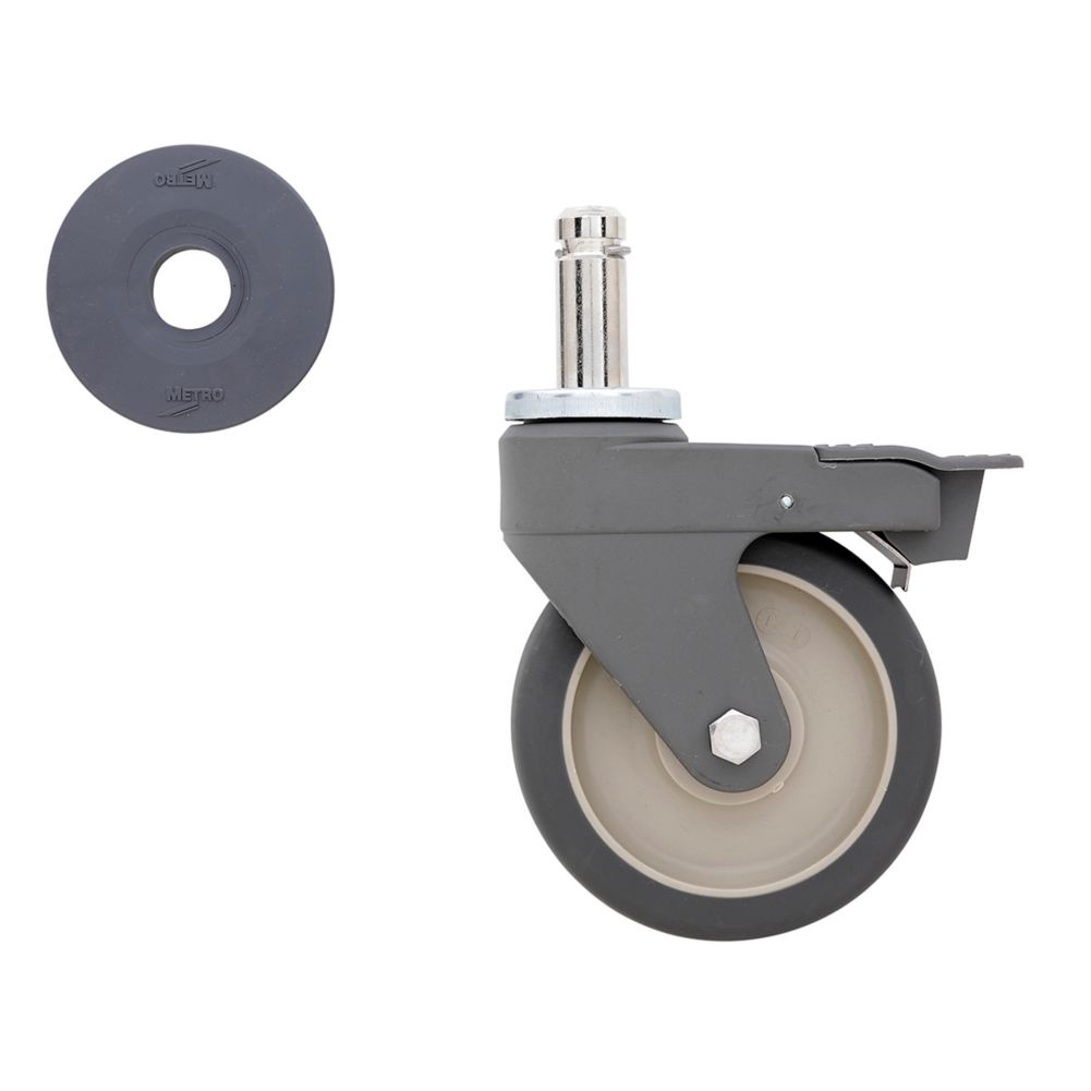 Super Erecta Polyurethane Tread Polymer Brake Stem Caster, 5" D
