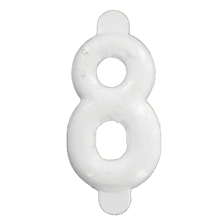 White Plastic Embossed #8, 1"