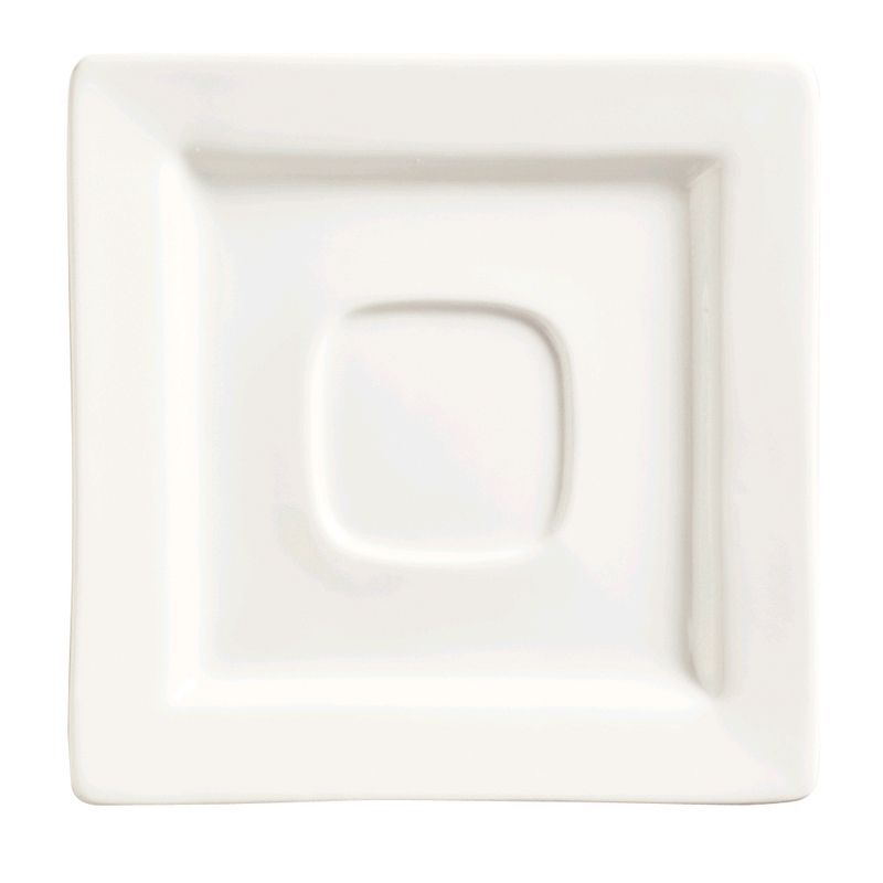 Slate Ultra Bright White 6" Square Saucer w/ Well Ring