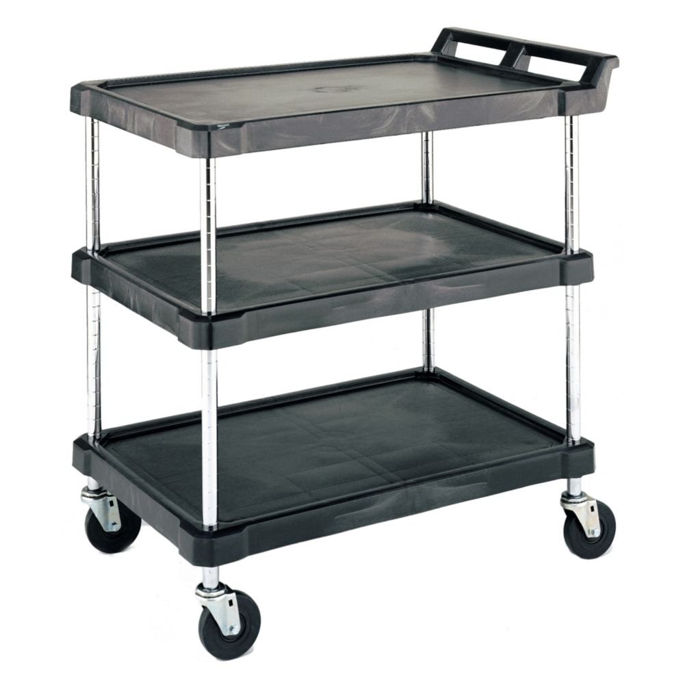 Metro&reg; BC Series Black 21 x 33" Utility Cart w/ 3-Shelves