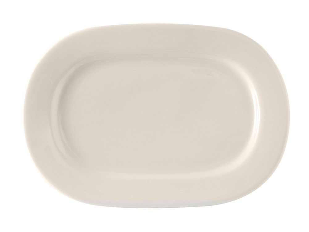 Tuxton&reg; 15" x 10.75" Eggshell Daytona Platter