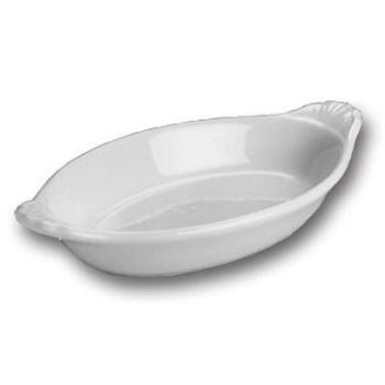 Hall&reg; China White 22 oz Oval Rarebit / Au Gratin Dish