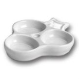 Hall&reg; China White 3 Compartment Relish Dish