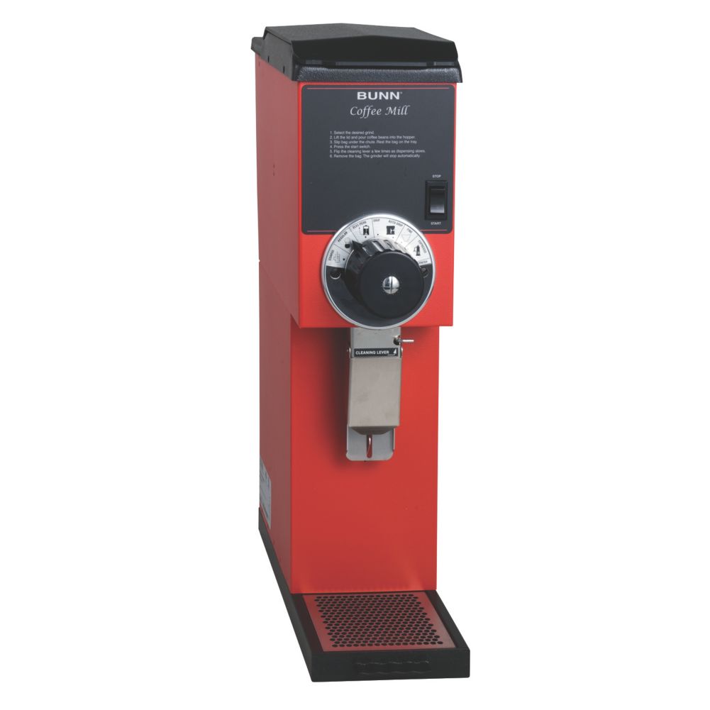 BUNN&reg; G3HD Red Bulk Coffee Grinder with 3 Lb Capacity Hopper