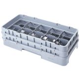 Cambro Camrack 10 Comp Half Size Glass Rack w/ 2 Extenders, Soft Gray