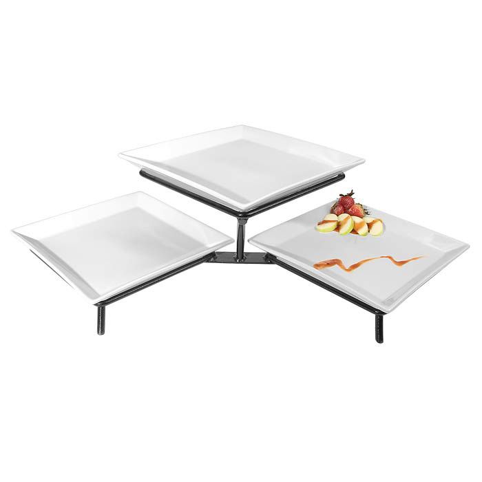 Gourmet Display&reg; Black Podium Tier With Porcelain Platters