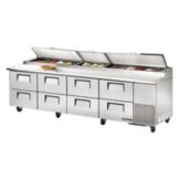 True&reg; 8-Drawer S/S Pizza Prep Table w/ White Alum. Interior