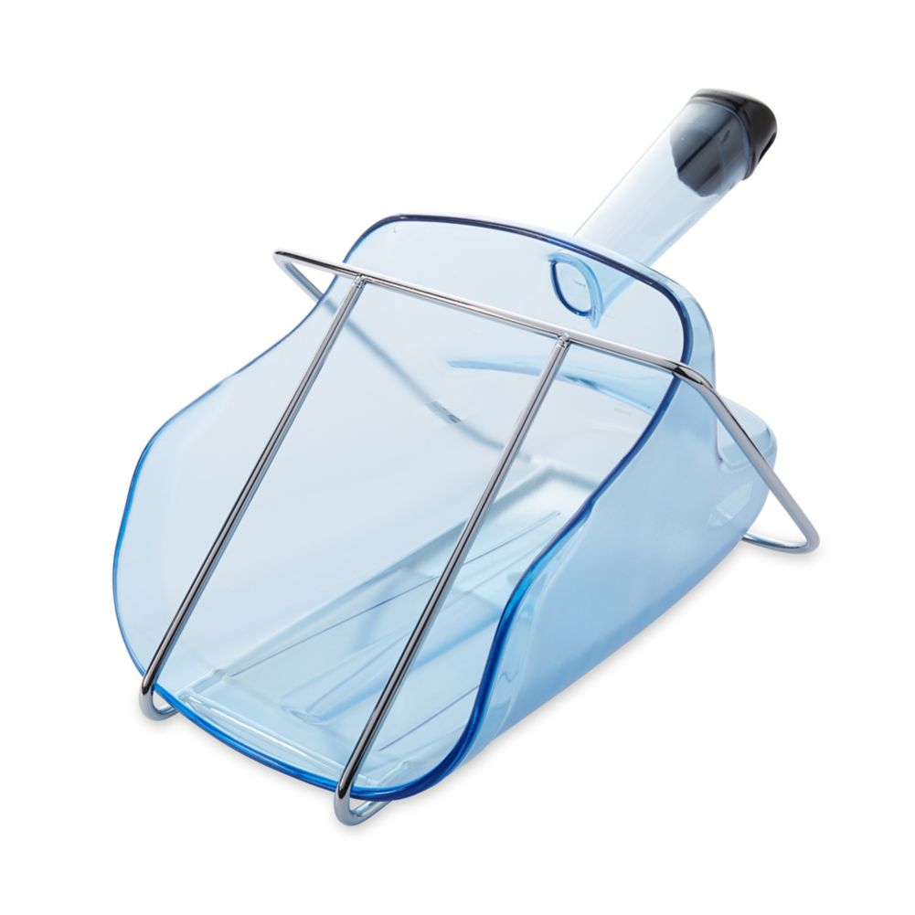 Rubbermaid Blue 74 oz Safety Ice Scoop w/ Hand Guard & Holder