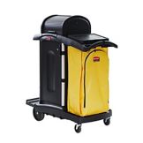 Rubbermaid Black High Security Cleaning Cart w/ 2 Locking Doors