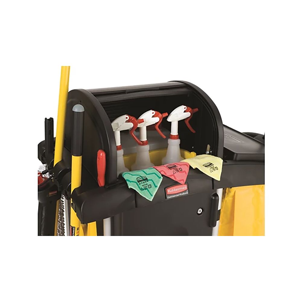 Rubbermaid Black High Security Cleaning Cart w/ 2 Locking Doors