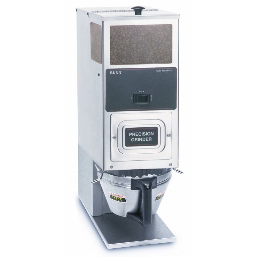 BUNN&reg; G9THD Black Portion Control Coffee Grinder with 9 Lb. Hopper