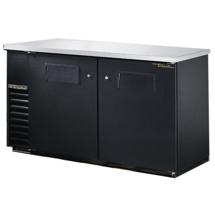 True&reg; Black 2-Solid Swing Door Back Bar Cooler for 133 6-Packs