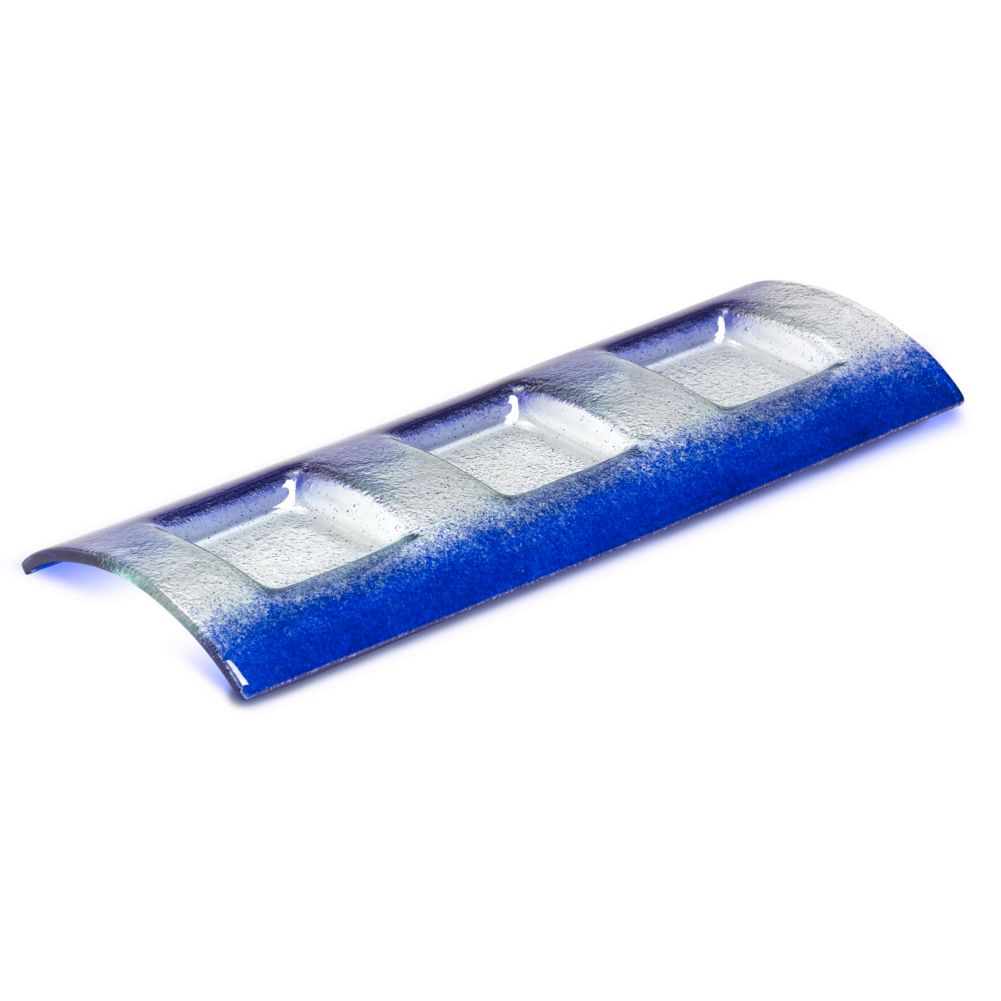 Steelite Creations Glass Blue 3-Section Curved Plate