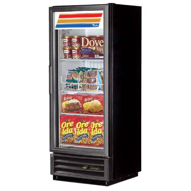 True&reg; 1-Swing Glass Door Black Freezer Merchandiser, 12 Cubic Ft