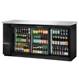 True&reg; Black 2-Sliding Glass Door Back Bar Cooler for 130 6-Packs